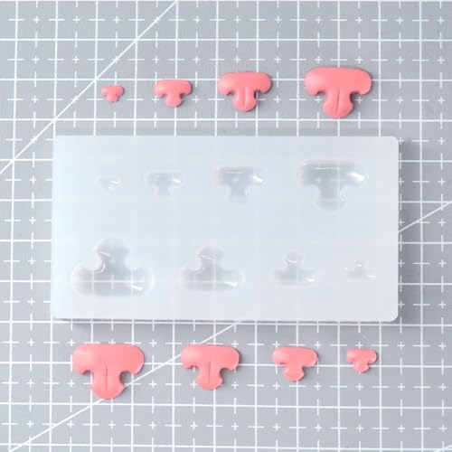 Image of Nuvretk 8 Cute Silicone Molds for Needle Felting - Cat Nose Shapes for Stuffed Animals, DIY Crafts, and Accessories (T-Shaped)