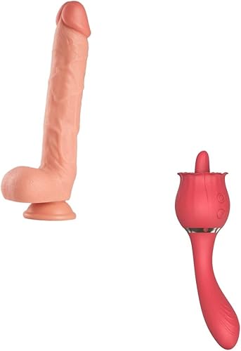 LEQC Consolador realista de silicona de 10 pulgadas para mujeres y vibrador de juguete rosa para mujer,