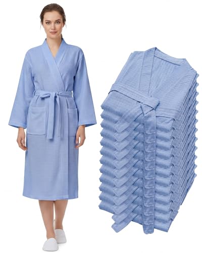 Image of Panitay Women's Waffle Knit Robes Thin Spa Bath Robe Bulk Hotel Lightweight Commercial Soft for House Shower Party