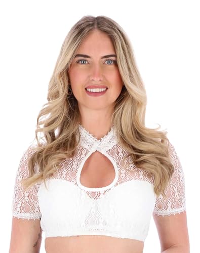 Dirndl Blouse with Pearl - Marie - Soft Fabric - for Oktoberfest and Other Festivals - Short-Sleeved