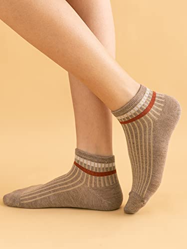 Oyoangle Women's 10 Pairs Vintage Striped Ankle Socks Athletic Sport Casual Crew Socks Multicolor One-Size #TOP1