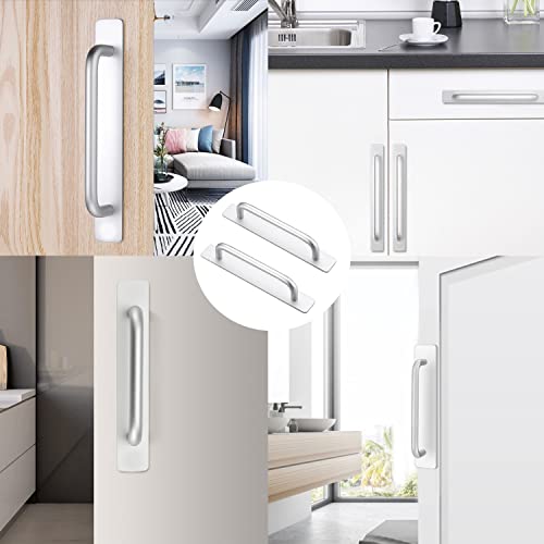 Seept 2Pcs Self-Stick Instant Cabinet Handle 5.8Inch Silver Drawer Pull With 2Pcs Adhesive For Window,Closet Aluminum Alloy Cabinet Handles #TOP5