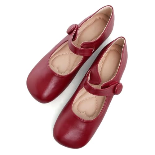 TN TANGNEST Women's Ballet Flats Retro Mary Jane Shoes for Women Cute Square Toe Buckle Dress Flats Soft Work Flats2