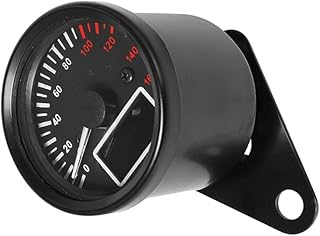 Baceyong 1pc Motorcycle Retro LCD Odometer, 12V LCD Speedometer Odometer Multifunction Fuel Gauge, Black