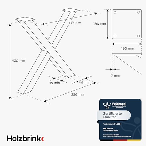 Tischbeine Metall Holzbrink Schwarz X-Form für Möbel