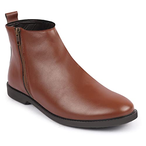 Image of FAUSTO Mens High Ankle Zipper Closure Chelsea Boots | Winter Riding Formal & Casual Style Shoes For Denim Outfits