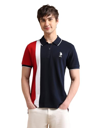 Image of U.S. POLO ASSN. Slim Fit Polo T Shirts for Men - 100% Cotton, Half Sleeves Mens Tshirt