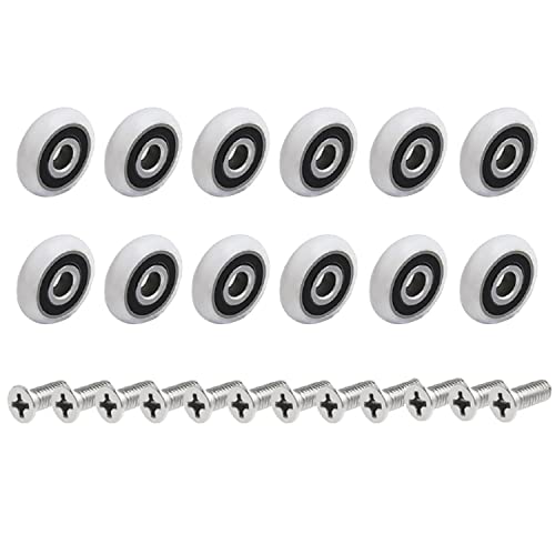 Ruedas para mampara de ducha, 12 unidades, almohadillas para mampara de ducha, 19 mm, ruedas de ducha, ruedas de ducha correderas para puertas con tornillos para puerta de ducha, (19 mmM5)