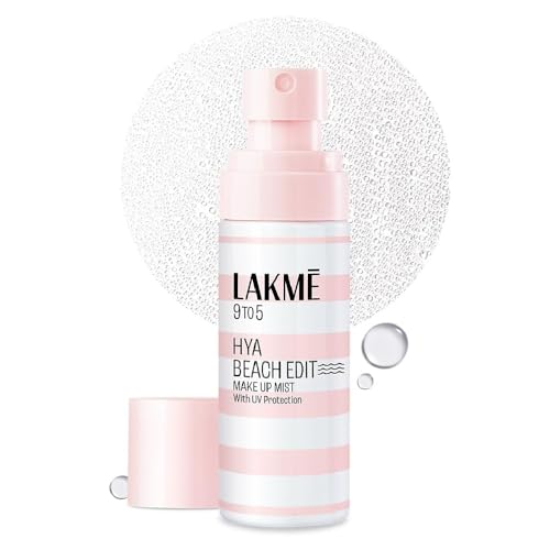 Image of Lakme Hya Beach Edit Makeup Mist with UV Protection, Infused with Hyaluronic Acid & Vitamin E, For Radiant Look & Long-Lasting Makeup, Perfect for Summer, 50 ml