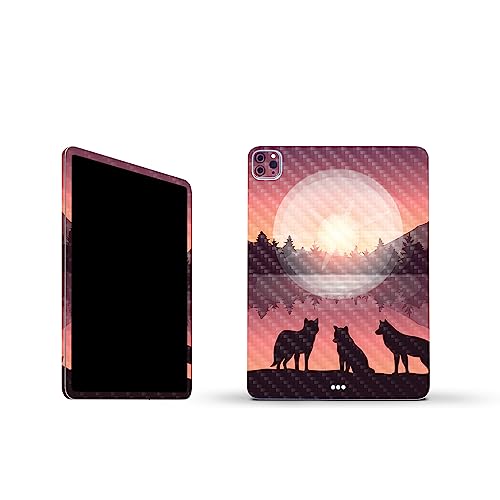 Image of MightySkins Carbon Fiber Skin Compatible with Apple iPad Pro 11 inch M2 4th Gen (2022) Full Wrap Kit - Wolf Silhouette | Protective, Durable Textured Carbon Fiber Finish | Easy to Apply | Made in The USA
