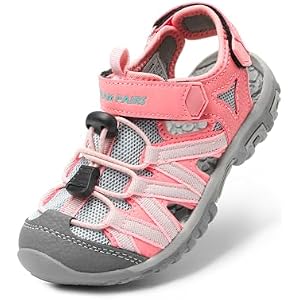 DREAM PAIRS Unisex Summer Water Athletic Sandals | Closed-Toe Protection Quick-Drying Upper Comfort Footbed Durable Non-Slip Sole Hook-And-Loop Outdoor Sport Walk Hike
