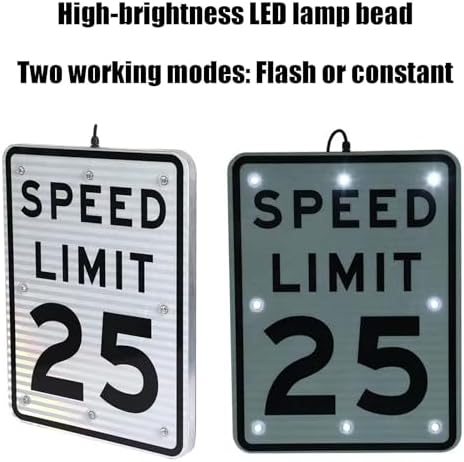 40 MPH Speed Limit Sign - Solar Powered LED Blinking Light, High Visibility Aluminum Traffic Sign for Road Safety, Effective Warning Signal