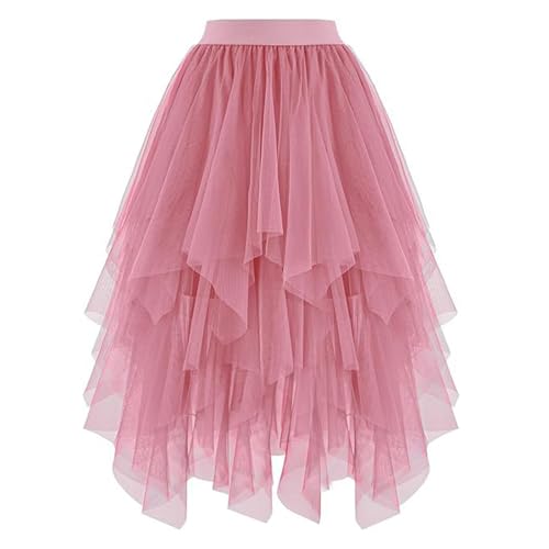 tüllrock pink Damen Lang Midi Party Fee Mehrschichtig...