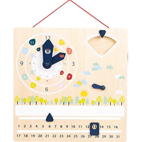 small foot Lerntafel Holz, UVM, Lernuhr mit Kalender „Educate“, Lernen von Uhrzeit, Wetter und Wochentagen, für Kinder ab 5 Jahren, 11625, Mehrfarbig, S – Bild 7