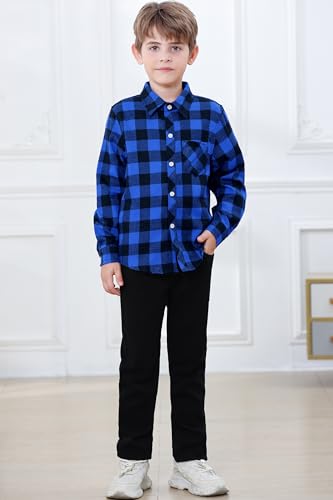 Image of Betusline Boy and Men Button Down Plaid Shirt | Soft,Breathable and Comfortable Fabric