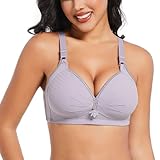 Minetom Damen Ohne Bügel Push Up BH Frauen V-Ausschnitt Bralette Weich Bequem Bustier Alltag Fitness Sport Yoga Bra A Grau 115C