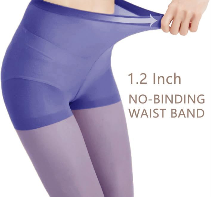 Image of Citystl 3 Pairs Black Sheer Tights for Women - 20D Not Rip Control Top Pantyhose with Reinforced Toes - Resist Tears