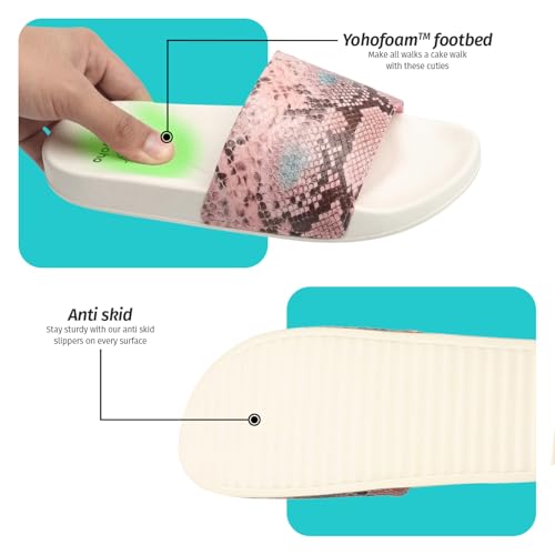 Image of YOHO Tropica Printed Comfortable Women Slides | Stylish Rainy Footwear & Waterproof Monsoon Sandals | Soft Inner Lining On Strap