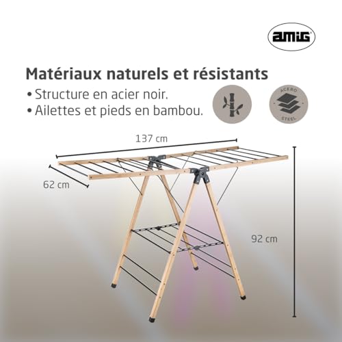 Séchoir pliable à ailes pour optimiser l'espace de la buanderie avec élégance - 6