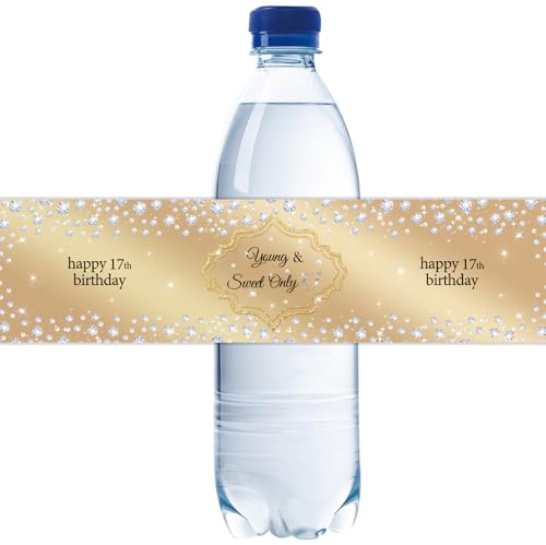 Young&Sweet Only 17 �E�H�[�^�[�{�g�����x�� 32�� �S�[���h�_�C�������h Cheers to 17 Years �p�[�e�B�[�X�e�b�J�[ Happy 17th Birthday/Anniversary �E�H�[�^�[�{�g�����b�p�[ ���̎q�p