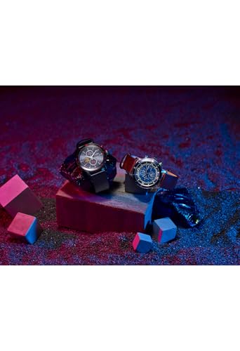 Image of Citizen Men's Eco-Drive Star Wars Luke Skywalker Chronograph Stainless Steel Watch with Brown Leather Strap, Blue Bezel, 44mm (Model: CA0768-07W)