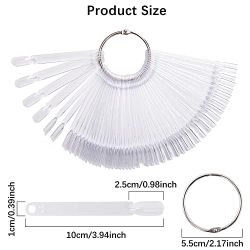 Fhdusryo 300Pcs Clear Nail Swatch Pop Sticks, Fan-Shaped Nail Colour Display Art Tips With 6 Metal Rings, Fake Practice Nail Board For Nail Salon And Beginners Nail Gel Polish Practice #TOP1