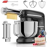 Fentic Impastatrice Planetaria con Macchina per la Pasta – 2000W – Robot da Cucina con Macchina per Pasta Fresca – Macchina Pasta - 6,2L Ciotola in Acciaio Inossidabile (Nero)