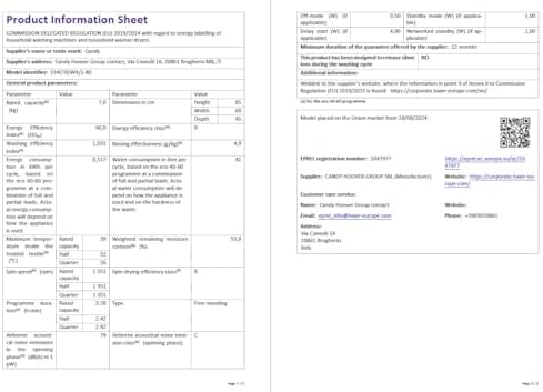 Candy 7KG Freestanding Washing Machine 1400rpm - White B Rated - Image 7