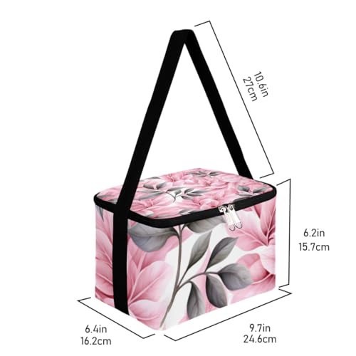 Lunch Bags for Women Men 9 Cans,Floral Flowers Hot & Cold Food Delivery Bag Insulated Grocery Bag Insulated Lunch Box Leaves Cooler Bag for Office Work Picnic Beach