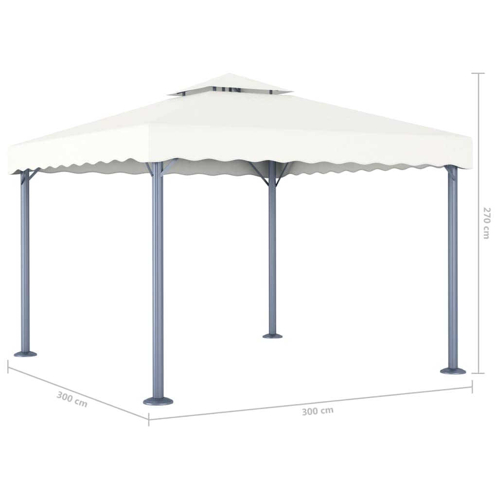 vidaXL Pavillon mit LED-Lichterkette 300x300 cm Cremeweiß Aluminium