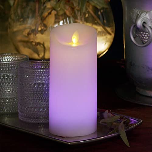 Image of Luminara Flameless Color Changing LED Candle 3 inch x 6.5 inch, Real Wax Moving Flame, Battery Operated w / 18 Button Remote, Unscented Safe
