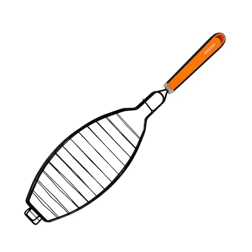 Fackelmann BBQ Parrilla para Pescado con Revestimiento Antiadherente, Acero Inoxidable, Mango Ergonómico PP y TPR Antideslizante, 1 ud