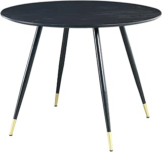 Hallowood Furniture Finley Round Dining Table, Small Black Table w/Metal Legs, Dining Table, Breakfast Table, Coffee Table, Kitchen Table, Round Table for Dining Room, Lounge, Hallway, Office & Café