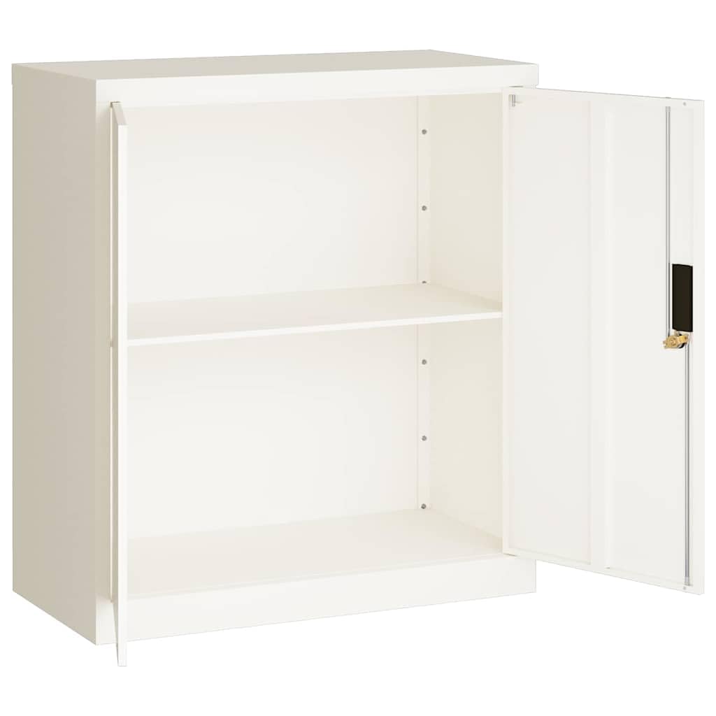 Armadietto portadocumenti bianco in acciaio verniciato a polvere, 79 x 40 x 90 cm, con serratura per raccoglitori, documenti, ufficio, casa, con ripiano e supporto da parete