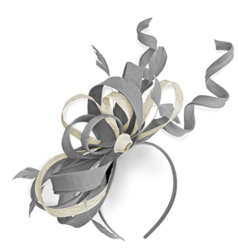 Chapeau bibi en sinamay femme gris argenté pour mariage