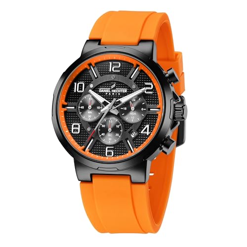 Image of Daniel Hechter Paris Beaubourg Collection Multifunctional Watch for Men with Textured Round Dial and Silicon Strap-DHM1009