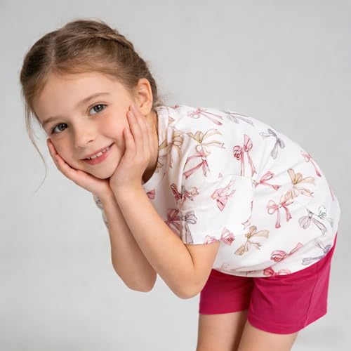 Image of Axumity Kid Toddler Girl Clothes Summer Ruffle Sleeve Figure Graphic Shirt + Shorts Summer Outfits Set
