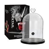 Smoking Cloche For Food Drinks With Wood Base, Cocktails Smoke Infuser Accessory, Glass Dome for Smoker Gun