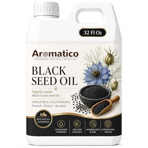 Image of AROMATICO Kalonji Black Seed Oil for Hair, Skin and Body, Multipurpose Carrier Oil for Scalp Massage, Hair Oiling and Daily Beauty Care - 946 ml