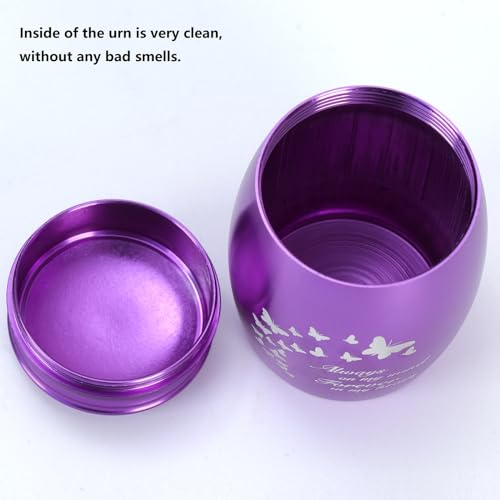 Image of Small Urns for Ashes for Female /Women /Mom /Mother /Grandma /Girl | 2.7Inch Mini Purple Butterfly Keepsake Urn for Ashes,Small Cremation Urns for Human Ashes(Aluminum)