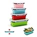 Produktbild qimh 4 Pack Flat Stacks klappbar Frischhaltedosen, Silikon Faltbare Lunch Bento Box (B-4)