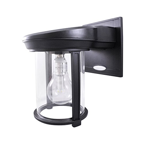 Gama Sonic GS-1B Coach Lantern Outdoor Solar Light Fixture, Wall Mount Sconce, Black