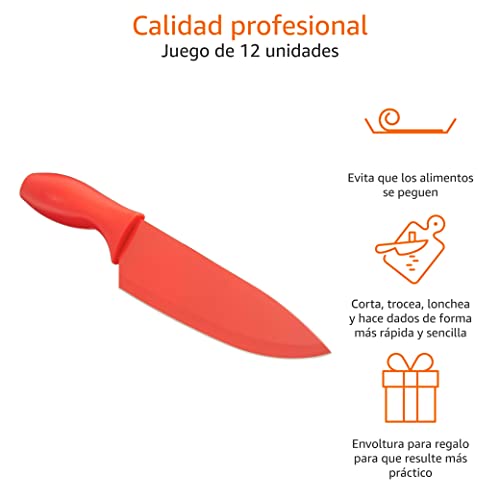 Amazon Basics Juego de Cuchillos de Colores, 12 Unidad, Surtido - imagen 3
