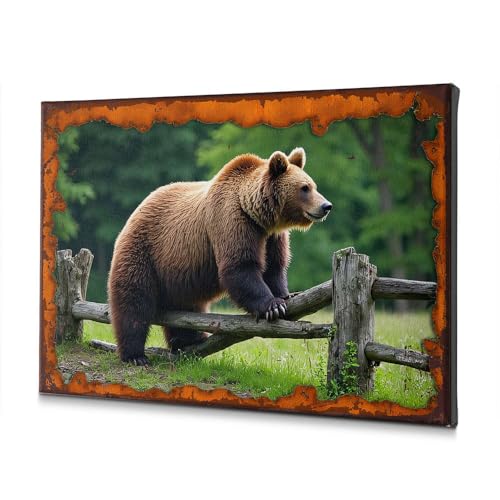 Toile ours marron pour salon et décoration murale de Pâques 20x30 cm