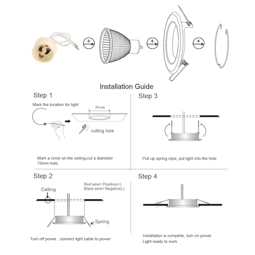 Cadre de montage spot LED GU10 orientable noir et blanc pour plafond moderne