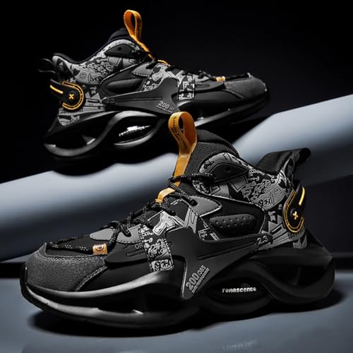 Fashion Leather Lace-Up Chunky Sneakers for Men Casual Round Toe Platform Walking Running Driving Sport Gym Sneakers4