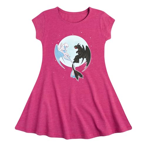 How to Train Your Dragon - Night and Light Moon - Toddler & Youth Girls Fit & Flare Dress