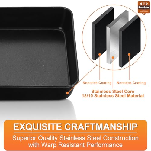Image of PureBake Square Cake Tin for Baking, Cake Tray, 9 Inch, Pack of 1, Carbon Steel, Bakeware Non-Stick, Premium SGS Certified, Cake Mould for Oven & Microwave
