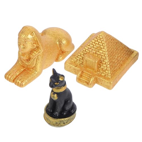 Zerodeko 3piezas Figuras Egipcias De Resina Miniatura con Pirámide Esfinge y Bastet para Decoración De Hogar Escritorio y Jardín Adorno Temático del Antiguo Egipto