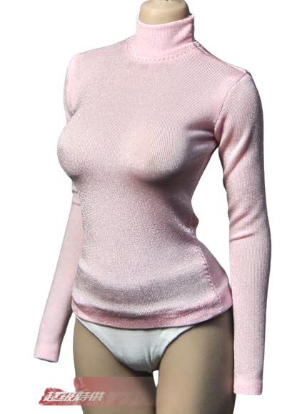 T-shirt à col roulé 1/6 rose idéal pour scénariser vos figurines de 30cm
